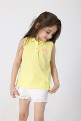 Trendy Girls Sleeveless Yellow Polo Shirt